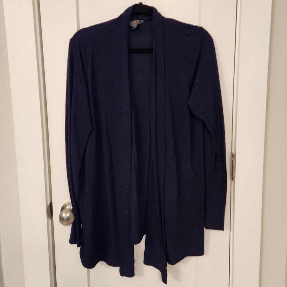 Abrianna Longsleeve Knit Open Front Cardigan Navy Blue